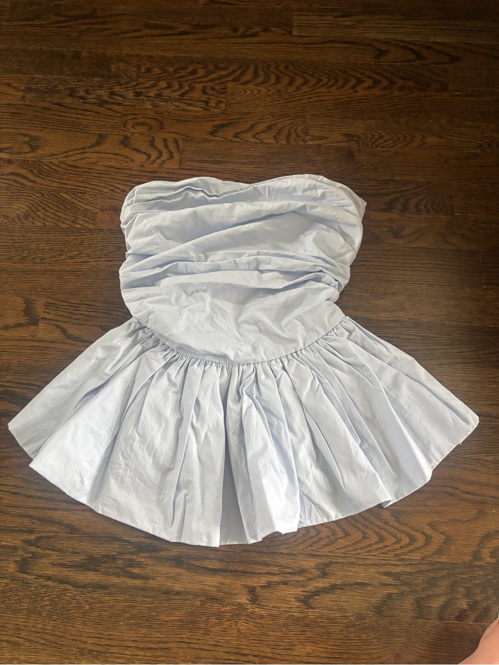 Light Blue Strapless Ruched top